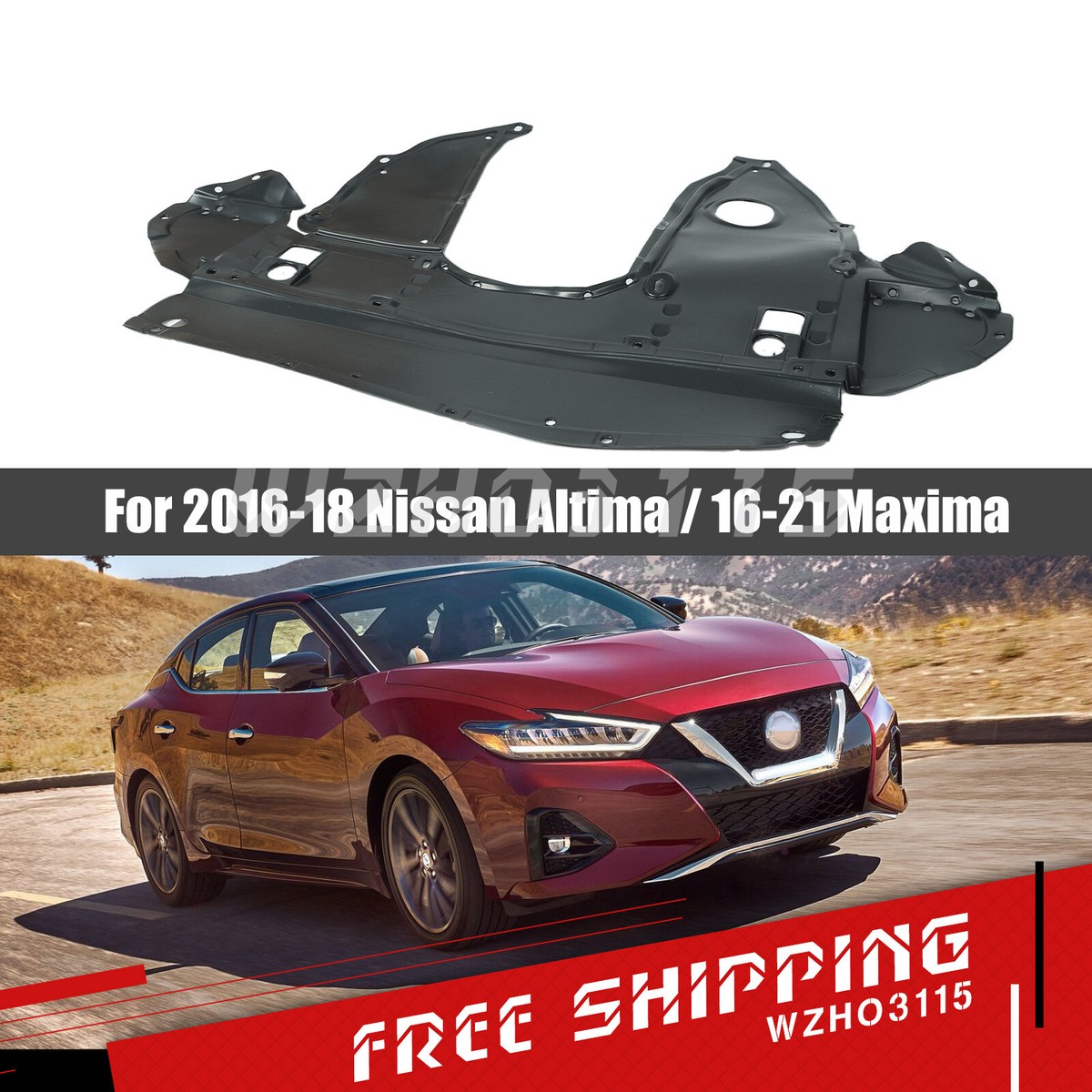 2016-2021 Nissan Altima Maxima Front Engine Splash Shield Replace