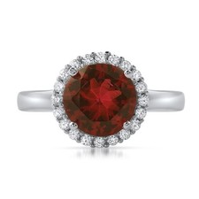 Sterling Silver Synthetic Red Ruby Halo Cocktail Ring
