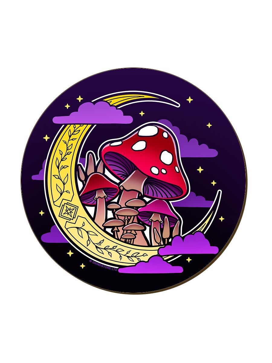Coaster Mushroom Moon Black 9.2x9.2cm