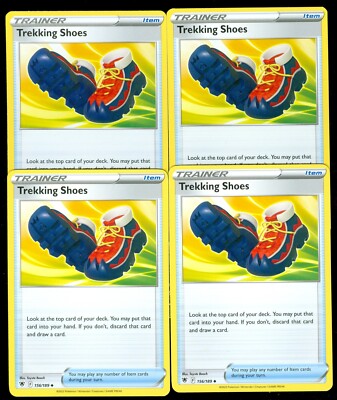 trekking shoes pokemon card value Amazon.com: Trekking Shoes 156/189 - Pokemon Astral Radiance Trainer Card  Lot - x4 main image 1
