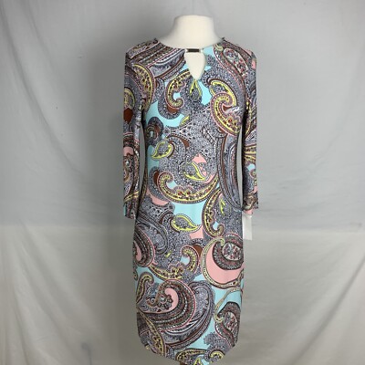 Neiman Marcus Dress Size Medium Mini Paisley Stretch Pullover Multicolor New USA
