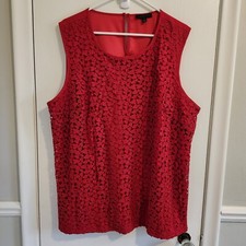 Lane Bryant Size 18 Red Tank Top Lace Overlay Shirt