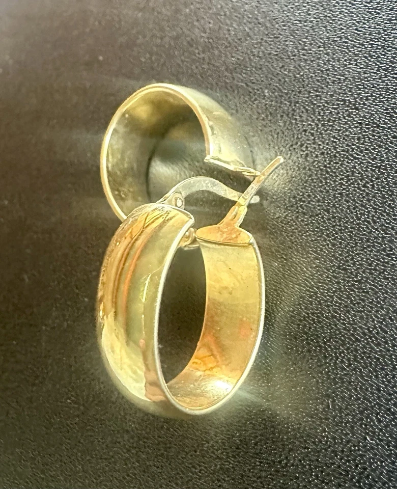 CLASSIC 18K Yellow Gold Milor ITALY 8mm Wide Hoop Pierced Earrings 2.76 Grams - Image 3 of 4