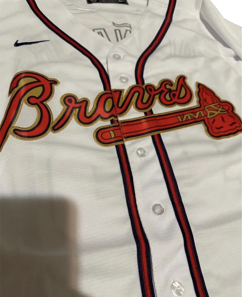 Camiseta Nike Juvenil Ronald Acuña Jr Atlanta Braves Serie Mundial (Totalmente Cosida) Foto 3 de 4