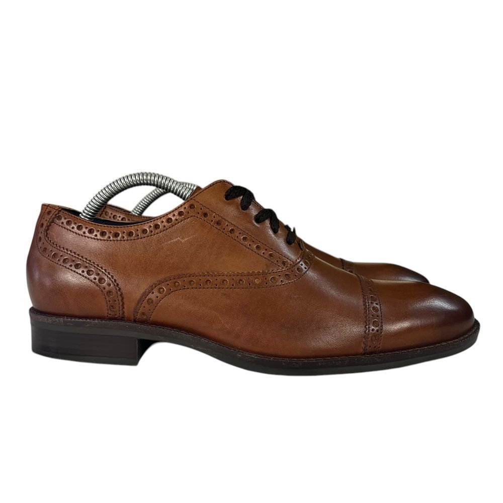 Cole Haan Ross Dustin Cap Brown Leather Wingtip Oxford Shoes Mens Size 8.5