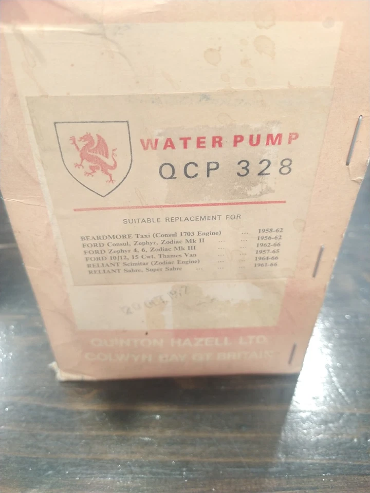 Ford Consul Zephyr Zodiac 1956-1966 1,5 L 2,3 L 3,6 L Quinton Hazell bomba de agua nuevo de stock Foto 2 de 2