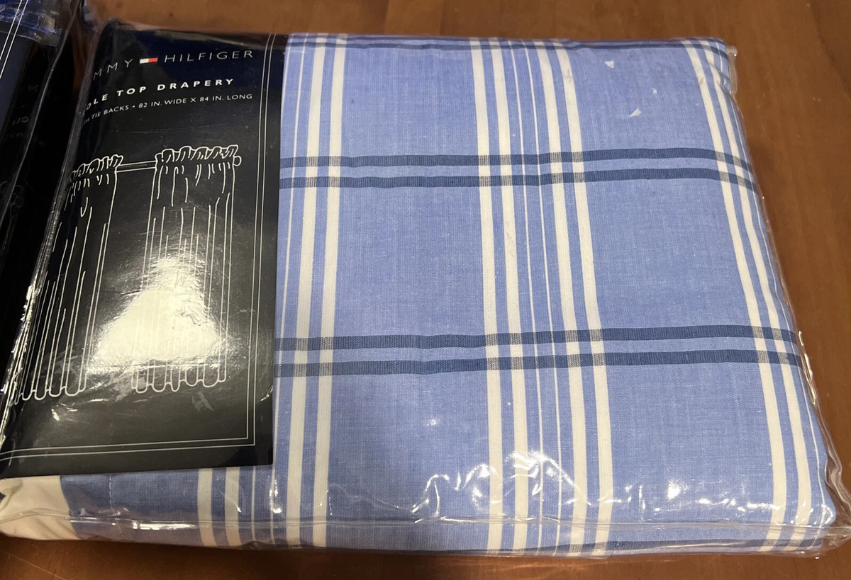 Tommy Hilfiger Blue Plaid Pole Top Drapes Drapery 2 Packs Set 4 Panels NEW NIP