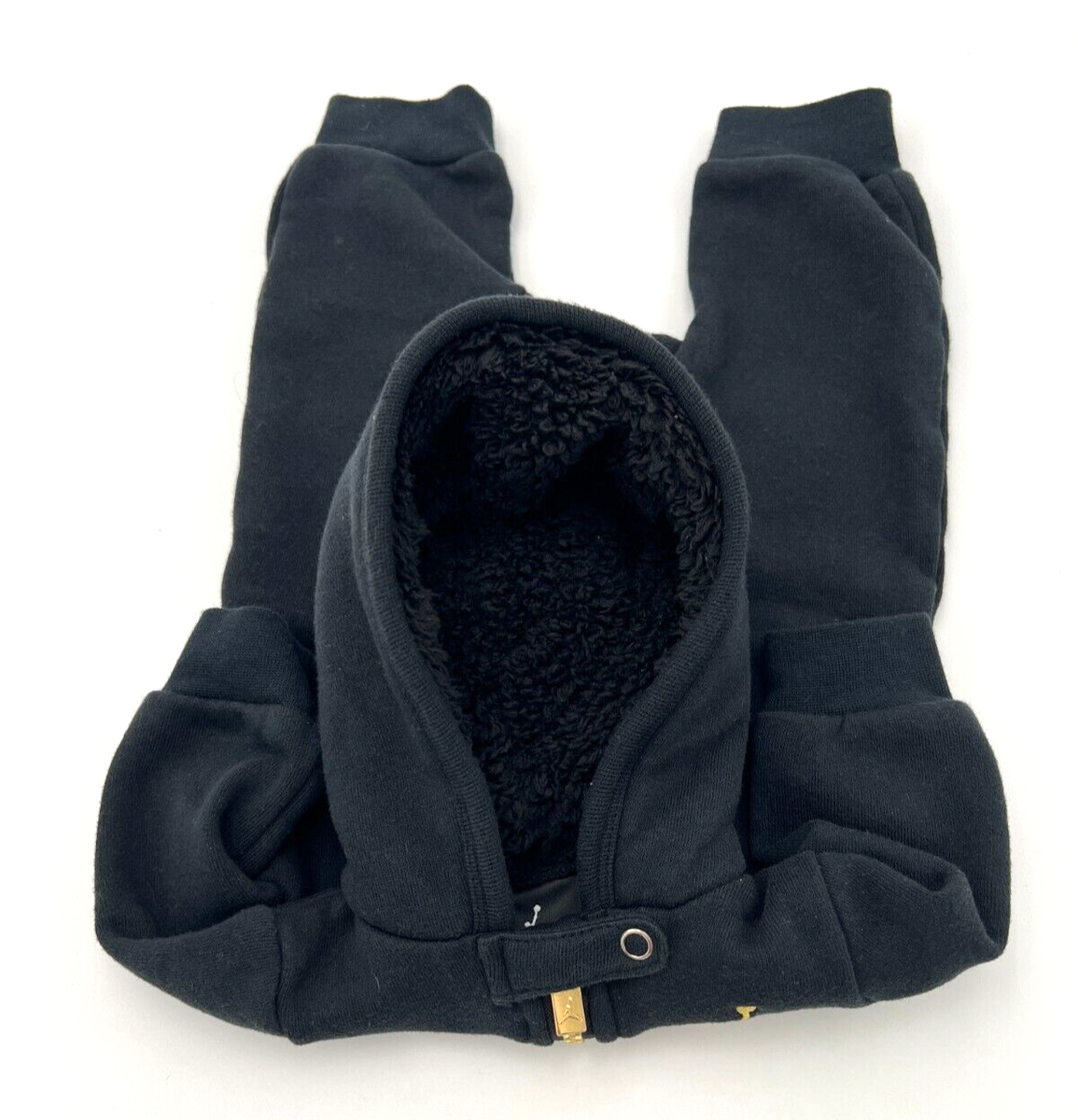 ジョーダン　カバーオール　3M Nike Air Jordan Black Sherpa Lined with Gold Zip Hooded