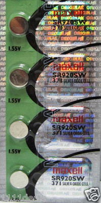 4 Maxell 371 Watch and Calculator Batteries