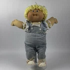 VTG Cabbage Patch Kids 1983 Girl Doll Blonde Hair Blue Eyes One Dimple Overalls