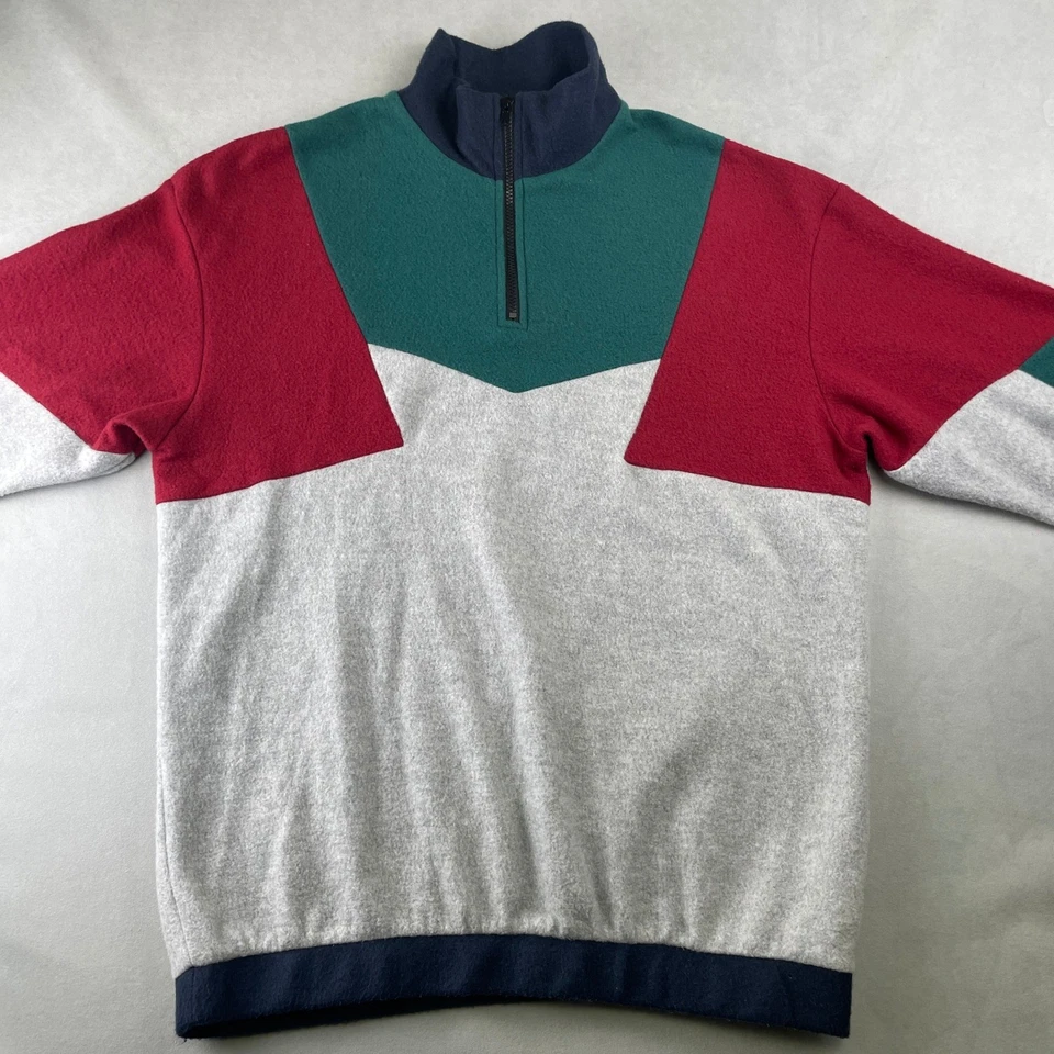 Urban Outfitters Sudadera Para Hombre M Gris Bloque de Color Polar Cuarto Cremallera Pullover Foto 2 de 4