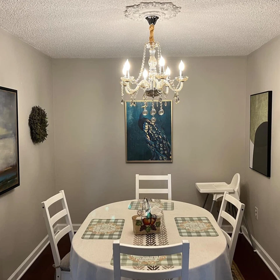 Classic Crystal Candle Chandelier Lighting Vintage 6 Lights Pendant Ceiling F... - Image 2 of 4