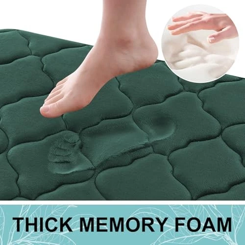  Memory Foam Toilet Rugs U-Shaped 24x20, Ultra 24" x 20" Contour Rug Dark Green - Image 3 of 4