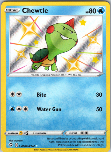 Chewtle SV028/SV122 SWSH: Shining Fates Shiny Vault - NM - Picture 1 of 2