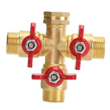 Garden Hose Splitter Heavy Duty 3-Way Brass Valve Garden Hose Splitter 3 Way