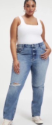 Good American ~ 90s ICON Jeans ~ NWT~ Distressed Straight ~ Size 20
