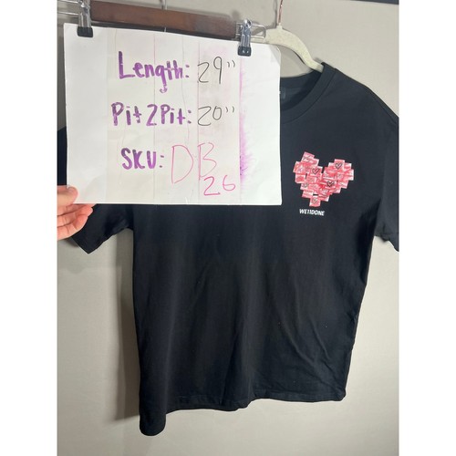 We11done Black T Shirt Pink Heart Love Logo Men Luxury Designer Streetwear Sz M - Picture 5 of 9