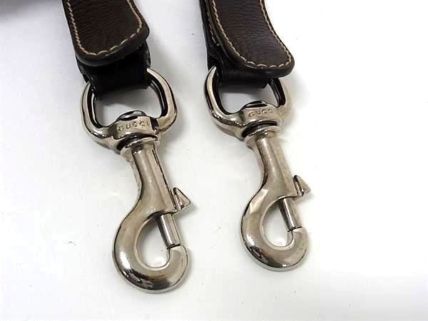 Gucci Shoulder Strap Dark Brown Leather Handbag Accessories Silver Logo Auth thumbnail 3