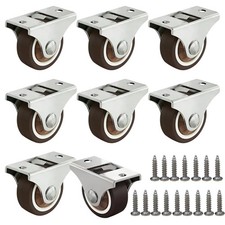 8 PCS 1 Inch Small Caster Wheels Low Profile Single Direction Rubber Rollers