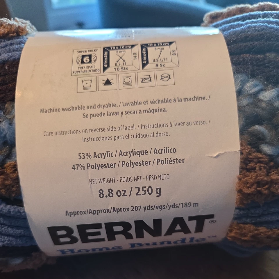 Bernat Yarn Home Bundle Brown  Denim 1 Skein 250 g/8.8 oz Super Bulky - Image 4 of 4