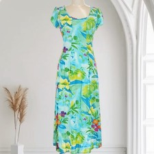 James World Violet Hawaiian Maxi Floral Dress Womens L Artsy Preppy Dopamine
