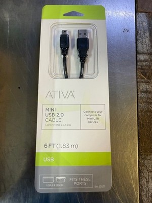 Ativa Mini USB 2.0 Cable 6ft # 833-205