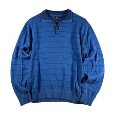 Vineyard Vines Men's Quarter-Zip Pullover Striped Sweater Blue Preppy Small 