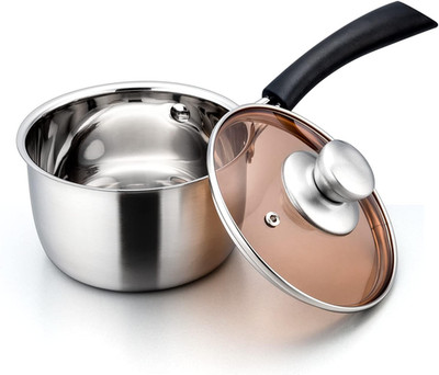 1 Quart Saucepan with Lid, Stainless Steel Small Sauce Pot with Glass Lid for Co