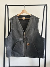 Carhartt Duck Vest Fleece Lined Black V26 BLK Workwear Zip Men s 2XL Sherpa Line