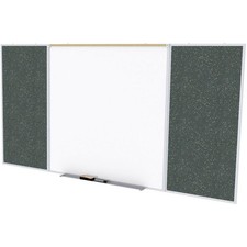 Pemberly Row Ceramic 4' x 16' Rubber Bulletin  Magnetic Whiteboard Set in Tan