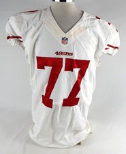 2013 San Francisco 49ers Michael Iupati #77 Game Used White Jersey NP Rem 63
