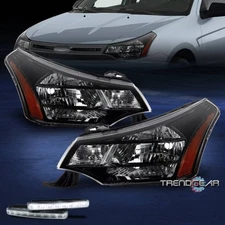 For 2008-2011 Ford Focus S SE SES SEL Black Headlights Headlamps w/LED DRL Kit
