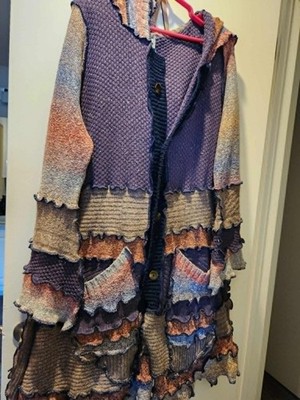Upcycled Fairy Coat, Full Swing, Pointy Hood, fits XL to 3XL