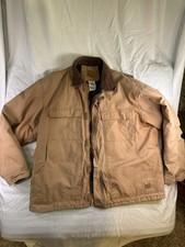 Berne Men's Brown Lined Work Jacket Full Zip Logo Cotton XL Regular Fit