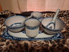 Vintage Asian Ceramic Rice/Tea Set-1 Pot, 2 Bowls, 2 Spoons And 2 Cups ...