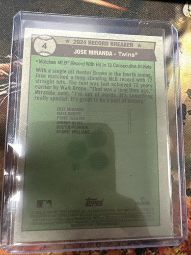 JOSE MIRANDA 2025 TOPPS HERITAGE SILVER SPARKLE 2024 RECORD BREAKER #4 MARINERS - Picture 2 of 2