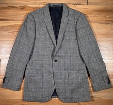 J. Crew Ludlow Gray Blue POW Check MOON Wool Flannel Tweed Sport Coat 40R