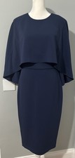 Badgley Mischka Women's Blue Cape-front Sheath Dress Size 6