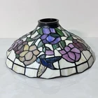 Vintage Tiffany Style Stained Glass Lamp Shade Floral Hummingbird 14”