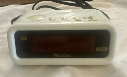 Vintage Westclox Digital Alarm Clock 1201- White w red light Tested, Working - Picture 3 of 3