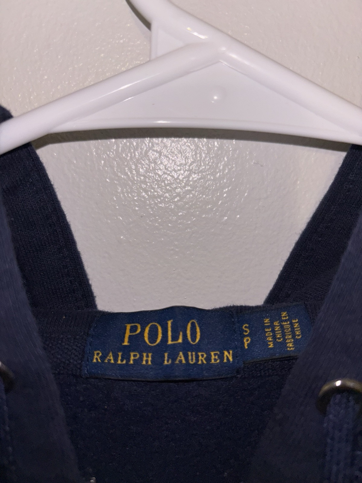 Polo Ralph Lauren felpa con cappuccio uomo piccola blu preppy pony pesante manica lunga full zip