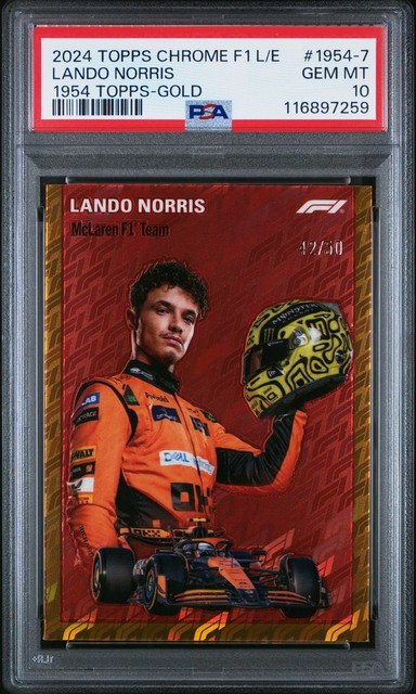 Topps Chrome Formula 1 Logofractor Edition 1954 Topps Lando Norris 42/50 PSA 10