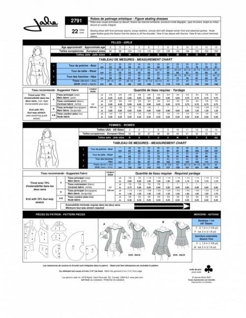Jalie Paper Sewing Pattern 2791 Princess Skating Dress - Image 2 of 2
