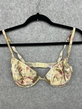 Vintage 1999 Victorias Secret Satin Second Skin Bra 34C Underwired Yellow Floral