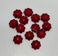 12pc Swarovski Crystal Siam 8x3mm Margarita Flower 3700 Bead; Sew Button; Dk Red