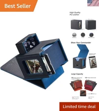 Patented Commander's Deck Holder - 100 Card Capacity with Dice Tray - Black/Blue
