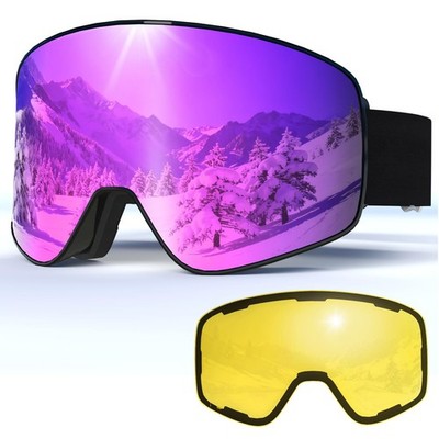 MXJ Gear SKi Goggles,Frameless Snowboard Goggles with 2 UV400 Magnet Ski