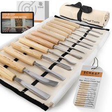 Schaaf Wood Carving Tools Set of 12 Chisels with Canvas Case  Wood Carving