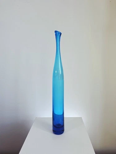 Blenko 6427 Turquoise 24in Stretch Vase Joel Myers MCM Art Glass