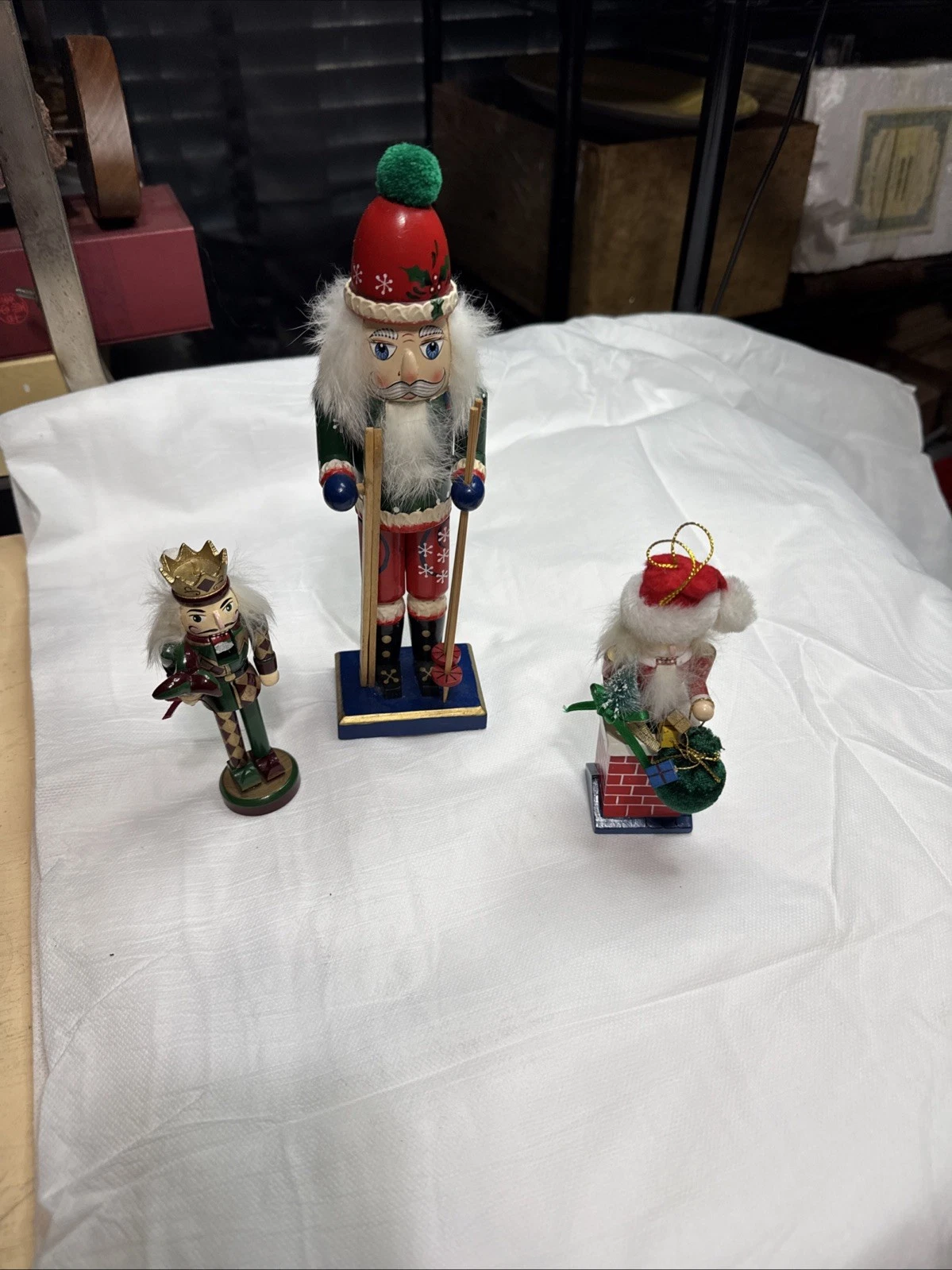 Nutcracker Village Skier, Santa, And Jester. Nutcracker Wonderland.